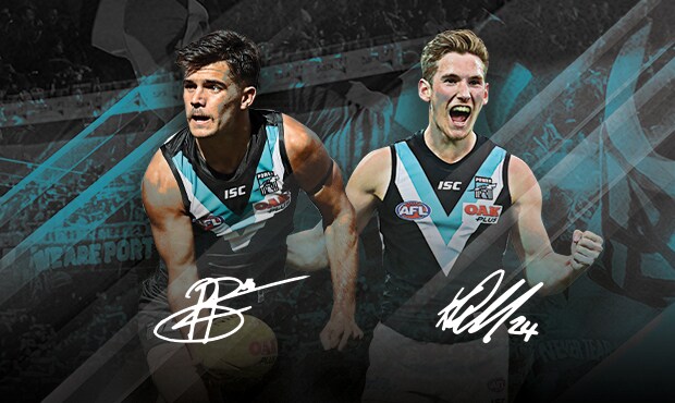 Bonner-Farrell-Hero.jpg Young left footers Riley Bonner and Kane Farrell have inked contract extensions to remain at Alberton Oval. - Port Adelaide Power,Riley Bonner,Kane Farrell